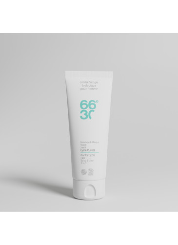 Gommage et masque visage doux matifiant purifiant 3-en-1 pour homme