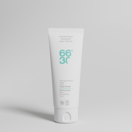 Gommage et masque visage doux matifiant purifiant 3-en-1 pour homme